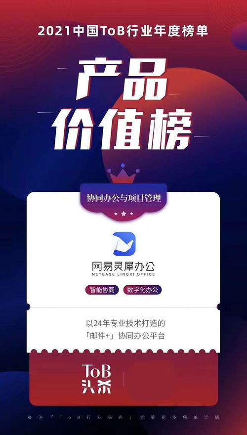 網易靈犀辦公榮登2021 To B行業年度產品價值榜，彰顯中購投資戰略眼光